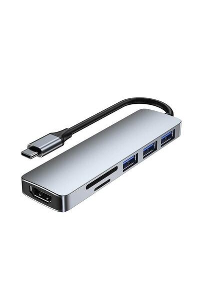 OEM Type-c To Hdmi 4k@30hz Kablo + Sd/ Tf Kart Okuyucu + Usb3.0 + Usb2.0 Çevirici Dönüştürücü Adaptör