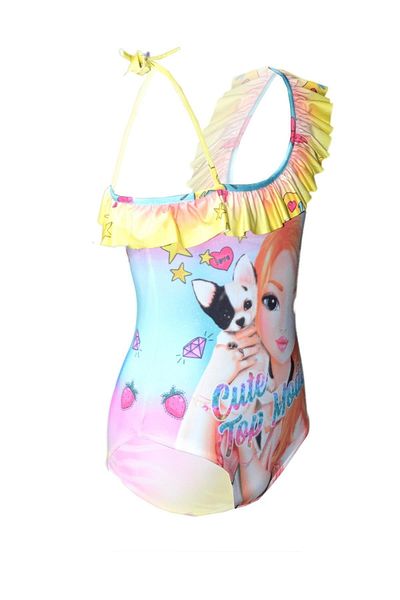 Rs Ramuni Girl's Swimsuit Cute Top Model Patterned Digital Printed Sea Pool Swimsuit