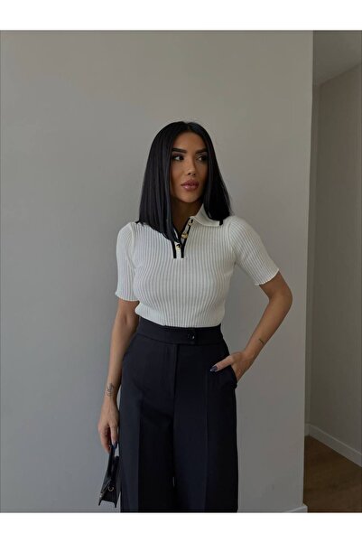 De Pose Tricou cu mânecă scurtă cu gât polo pentru femei