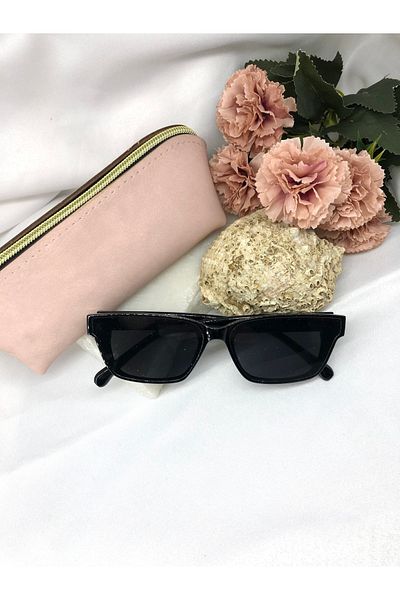 Di Caprio Elira Rectangular Retro Black Women's Sunglasses