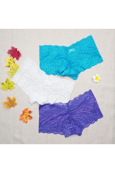 GECKO COLLECTION Gecko Lace Shorts Boxer Γυναικεία κιλότα 3τμχ