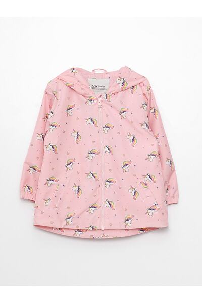 LC Waikiki Μακρυμάνικο παλτό με κουκούλα με στάμπα για κοριτσάκι