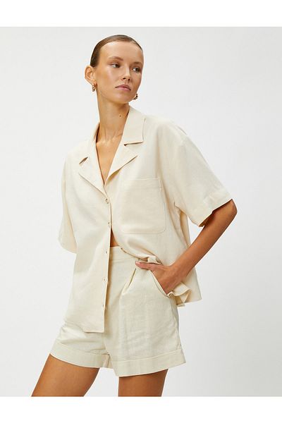 Koton Hemd - Ecru - Regular Fit
