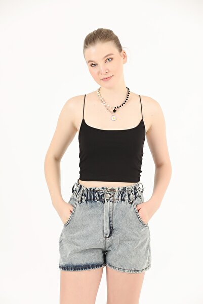 THIFF GYMWEAR Чорний бавовняний кроп-топ на бретельках