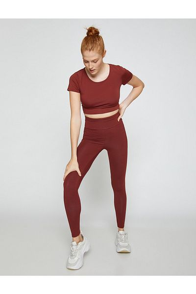 Koton Yoga-Strumpfhose mit hoher Taille, Modalmischung, seidig strukturiert