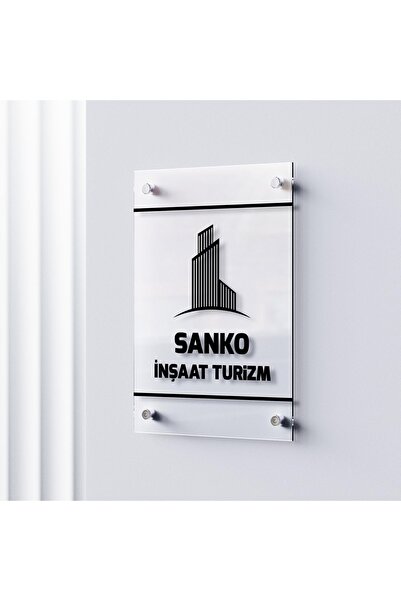 Ofistike Firmalara Özel 50x70 Kapı Tabelası Büro Tabela Şirket Tabelası