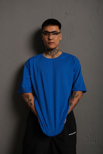 ALİKA Tricou oversize de bază de culoare uni pentru bărbați Tricou Düzrenk