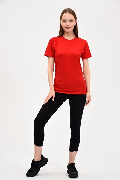 GENIUS STORE Γυναικείο T-shirt Red Crew Neck Basic