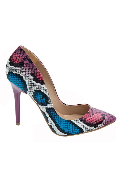 MADİVA Fuchsia Snake Patterned 10 Cm Heeled Sitletto Shoes