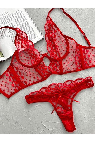 EDLİNGERİE Red Cherish Red Bralet Set