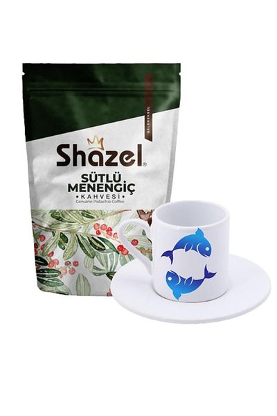Shazel Menengic Coffee with Milk 200 gr + Turkish Coffee Cup with Fish Pattern