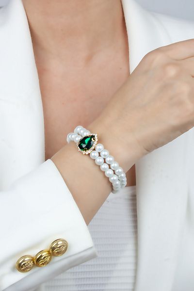 im Design Glass Pearl Bracelet with Drop Crystal Stone