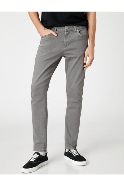 Koton Basic Woven Trousers with Button Detail, 5 Pockets
