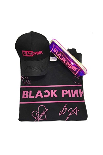 GC GÖKHAN CLUB مجموعة حامل أقلام وقبعة تي شيرت كبيرة الحجم للجنسين من Blackpink