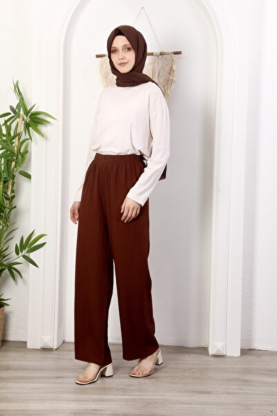 Space Fashion Elastic Waist Skirt Trousers Summer Comfortable Wide Seersucker Fabric