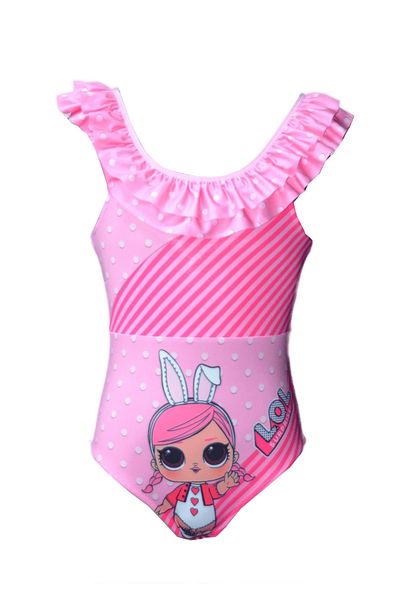 Rs Ramuni Girl's Swimsuit Lol Doll Patterned Digital Printed Sea Pool Swimsuit