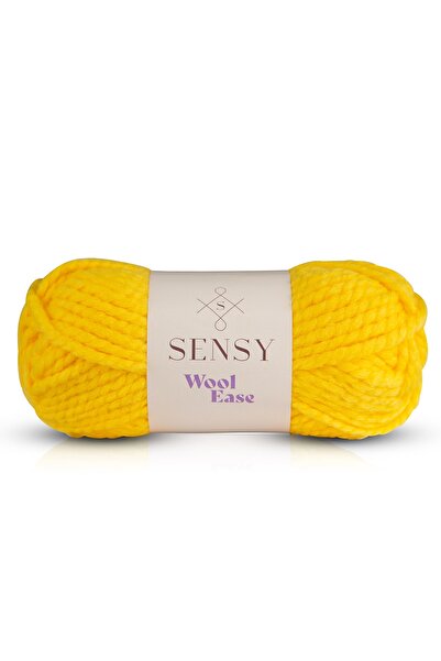 SENSY وشاح من الصوف الفاخر سهل الحياكة اليدوية، قبعة صغيرة، خيط المعطف، خيط سترة، أصفر