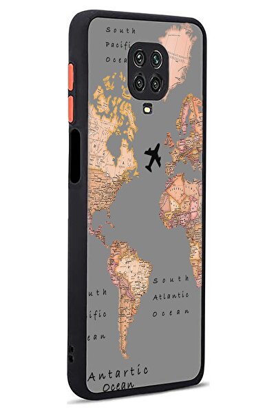 Spoyi Xiaomi Redmi Note 9 Pro Pro Max Uyumlu Transparan Harita Tasarımlı Siya...