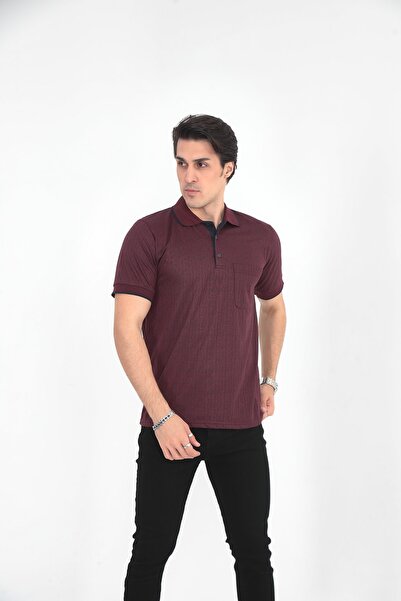 KMKkombin Μπλουζάκι Dad Polo με ριγέ γιακά με 3 κουμπιά