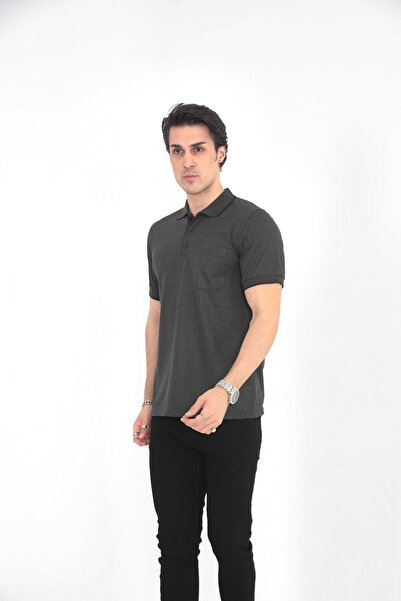KMKkombin Μπλουζάκι Dad Polo με ρίγες με μοτίβο με 3 κουμπιά στον γιακά