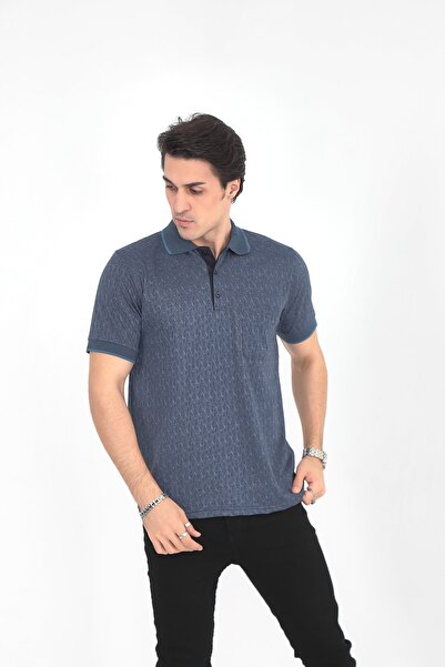 KMKkombin Μπλουζάκι Dad Polo με ριγέ γιακά με 3 κουμπιά