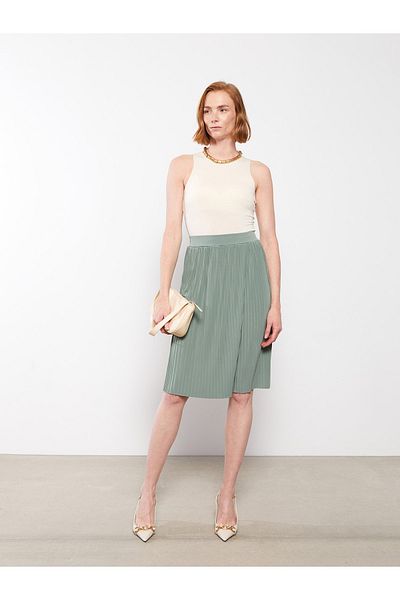 LC Waikiki Plain Women's Pleated Skirt with Elastic Waist