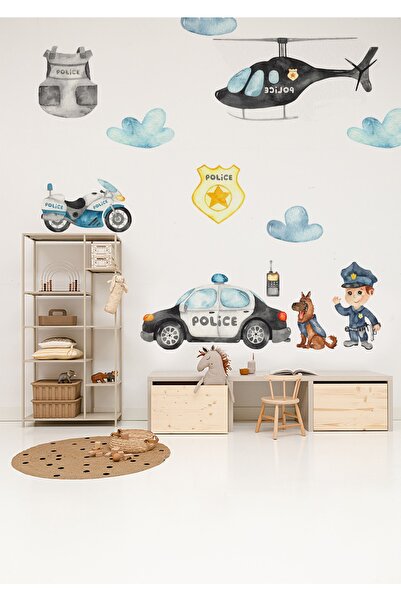 WALLHUMAN Police Ekibi Çocuk Odası Duvar Stickerı