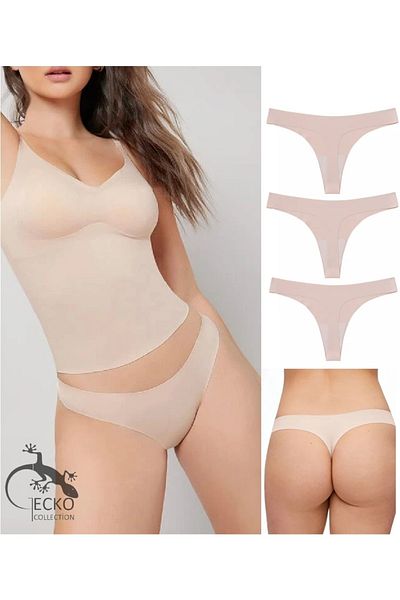 GECKO COLLECTION Laser Cut Thong Women's Panties 3-Pack