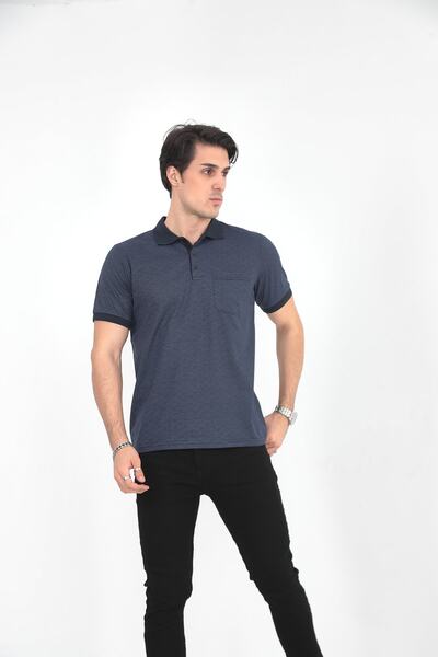 KMKkombin Μπλουζάκι Dad Polo με στρογγυλή γραμμή με μοτίβο με 3 κουμπιά στο πέτο