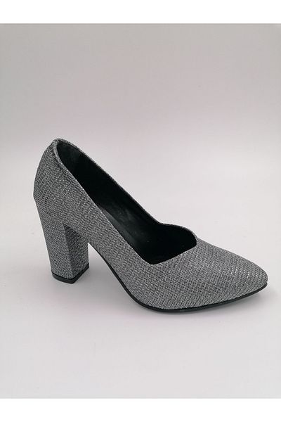 SOLMAZ Damlaplatin Glitter Thick Heel Stiletto