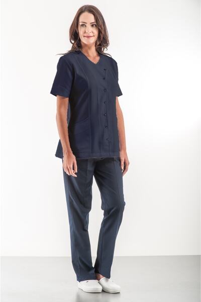Trendform Oblique Collar Nurse Doctor Pharmacist Dentist Cooker Jersey Suit Navy Blue