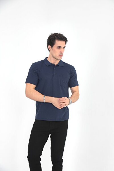 KMKkombin Apa nagyméretű egyszínű póló póló nyakkal, zsebekkel