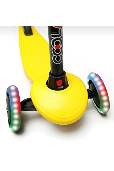 Furkan Toys Kaliteli Sarı Çocuk Scooter Star Led Işıklı 3 Tekerlekli Yükseklik Ayarlı Dragon Scooter