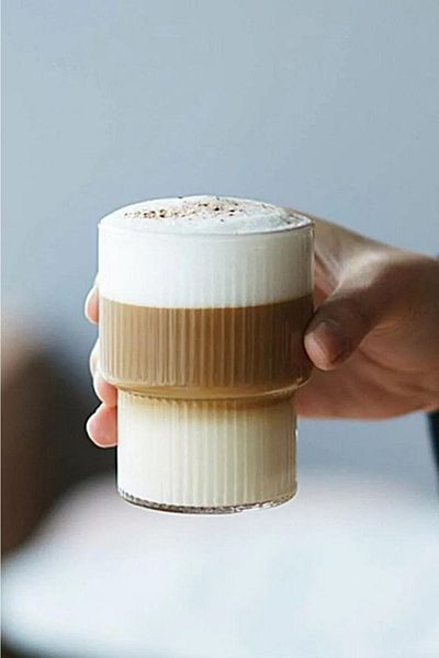 BLUE SİDE كوب تقديم القهوة المقاوم للحرارة من البورسليكات بتصميم أوريغامي وكوب تقديم القهوة