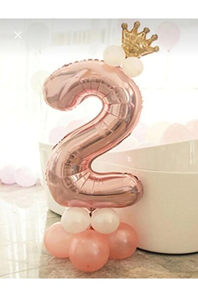 MFM Party 2 Year Old Number Rose King Crown Foil Balloon Set