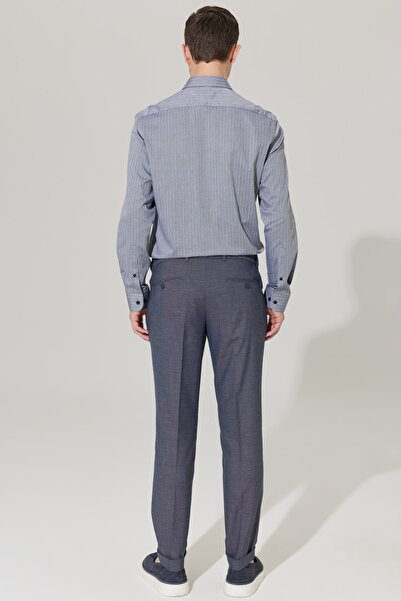 ALTINYILDIZ CLASSICS Ανδρικό μπλε Navy Slim Fit στενό μοτίβο ελαστικό παντελόνι μέσης εύκαμπτο