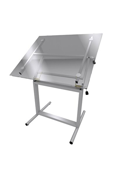 Panda 70x100 Cm Camlı Teknik Çizim Proje Masası Profesyonel Metal Yükseklik Ayarlı