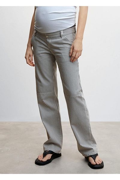 MANGO Woman Striped Maternity Cargo Jeans