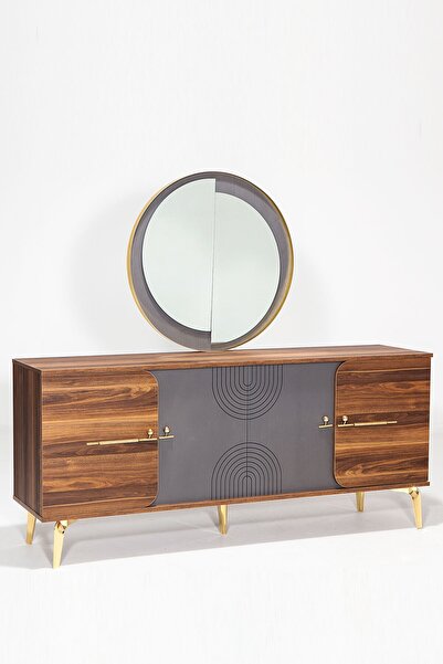 Modalife Asur Aynalı 4 Kapaklı Aynalı Konsol - Antrasit