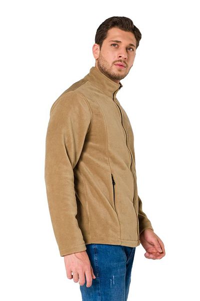 Şensel Μπεζ ανδρικό παλτό Fleece -99e411- Outdoor με τσέπες και φερμουάρ