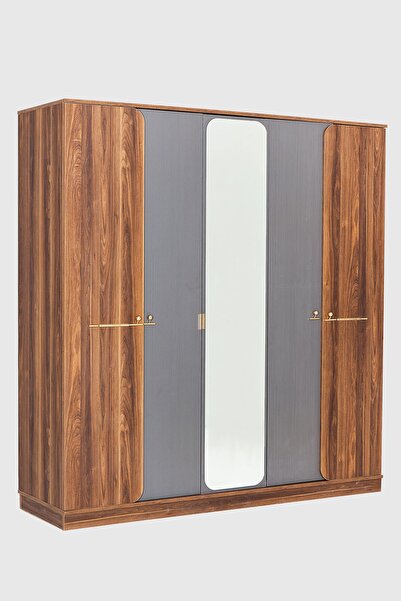 Modalife Asur Aynalı 5 Kapaklı Gardırop - Antrasit