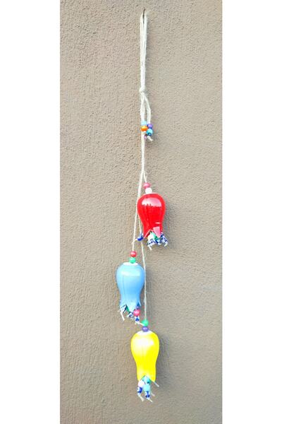 Antioch Art And Design Nazar Boncuklu Renkli Üçlü Lale Duvar Bahçe Balkon Süsü Ev Dekor Hediyelik Eşya