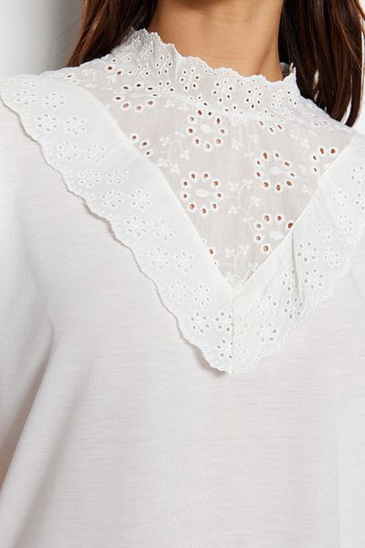 Trendyol Collection Bílá bavlněná vyšívaná halenka se stojatým límečkem - TWOSS23BZ00879