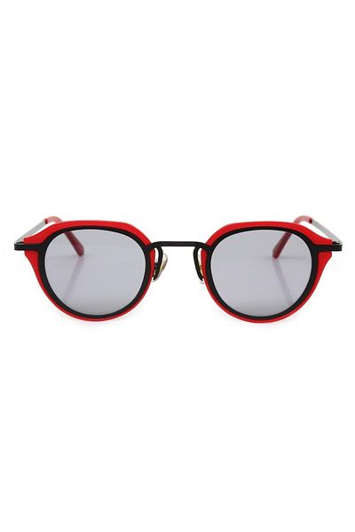 TomyHelf Red Frame Black Glass Oval Women's Sunglasses with UV400 Protection