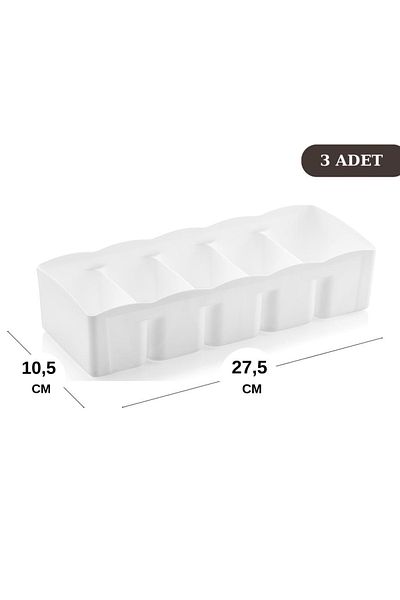 Flosoft 5 Compartment Drawer Organizer, Jewelry Makeup Socks Tie Organizer Set of 3 Wide