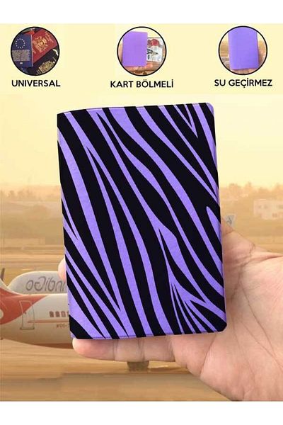 Cekuonline Zebra Purple Vinlex Passport Cover Case Compatible with All Country Passports