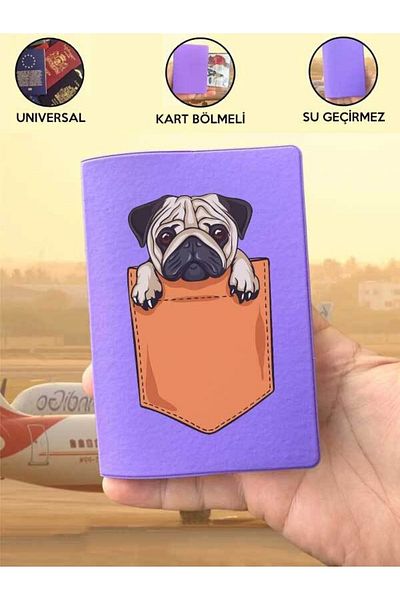 Cekuonline Pocket Pug Purple Vinlex Passport Cover Case Compatible with All Country Passports