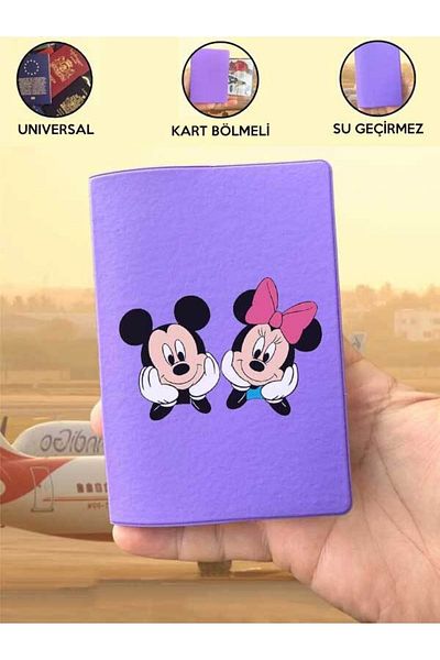 Cekuonline Minnie Mickey Purple Vinlex Passport Cover Case Compatible with All Country Passports