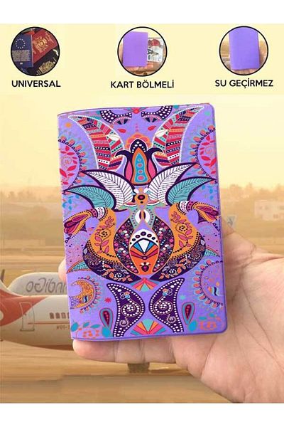 Cekuonline Mandala Purple Vinlex Passport Cover Case Compatible with All Country Passports