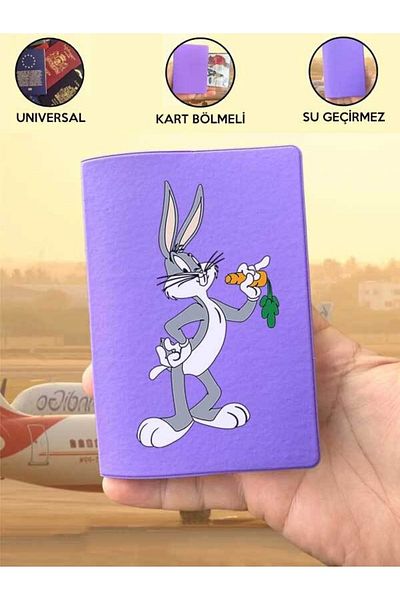 Cekuonline Bugsbunny Purple Vinlex Passport Cover Case Compatible with All Country Passports